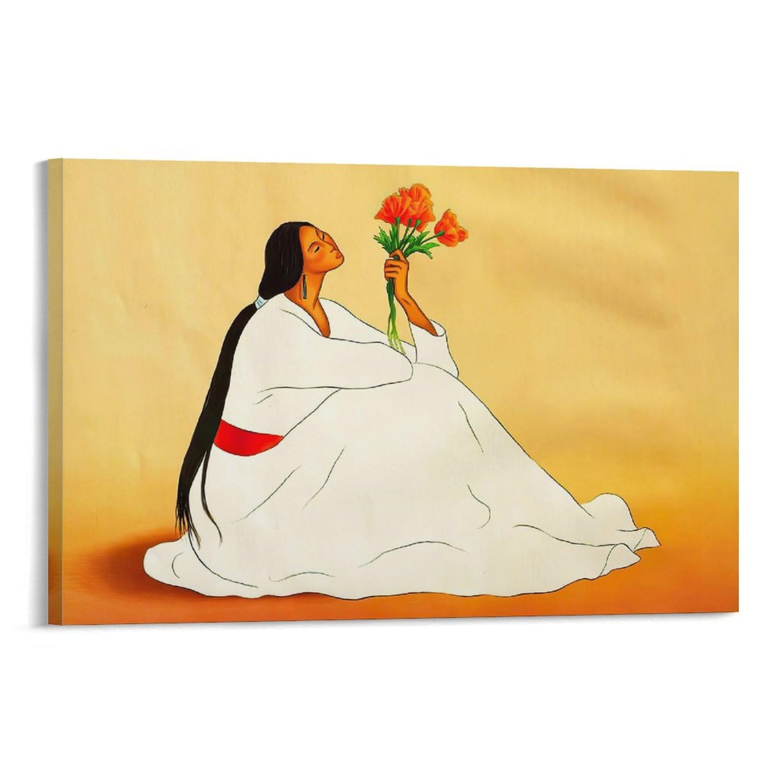 RC Gorman Navajo Poppies Native American Artwork Paintings For Room Aesthetic Canvas Wall Art Bedroom Decor 08x12inch(20x30cm)