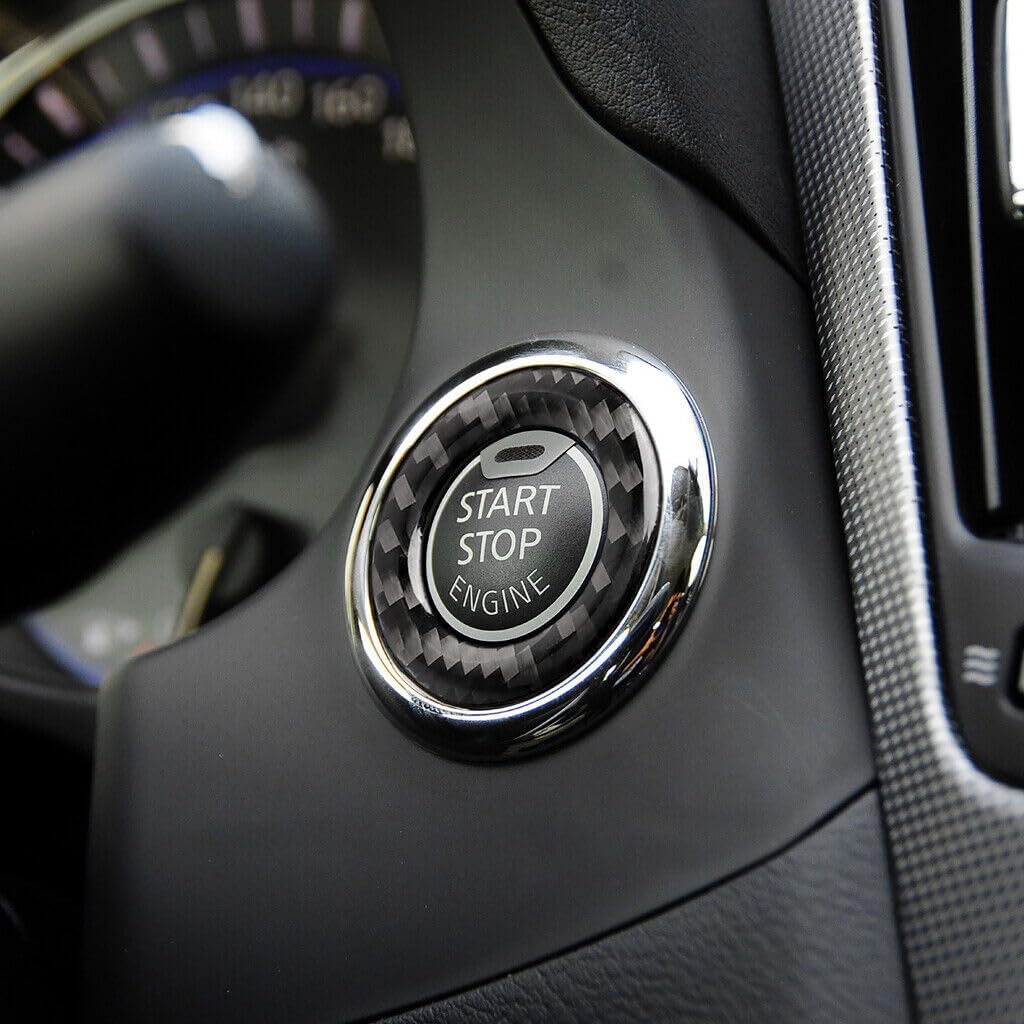 Carbon Fiber Interior Engine Start Stop Push Button Cover Trim for Infiniti Q50 Q60 2014-2019 Carbon Fiber Interior
