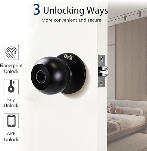 Miniatura 2 de Cerradura de puerta inteligente de entrada sin llave para dormitorio, hogar, oficina de apartamentos, control de aplicación (negro mate)