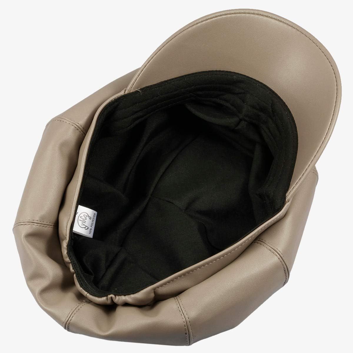 Sportmusies 8 Panels Newsboy Caps for Women, PU Leather Cabbie Painter Hat Gatsby Ivy Beret Cap - Image 3