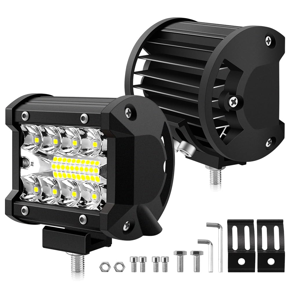 Faro da lavoro, 2 pezzi, 12 V, 60 W, 1200 lm, lampada da lavoro, 10 cm, 6000 K, luce bianca, barra LED, per auto, camion, trattore, quad, veicoli barche