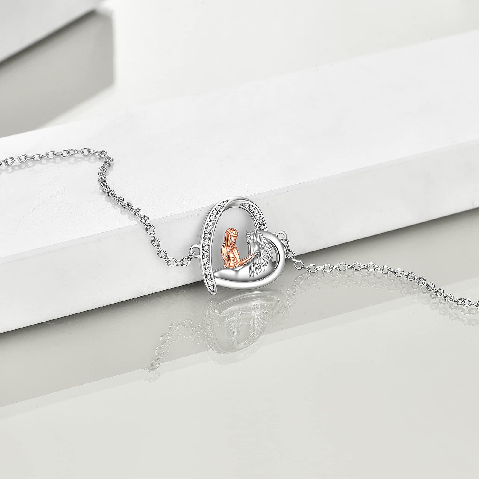 YAFEINI Bracciale Regolabile con Cavallo in Argento Sterling 925 per Regali di Gioielli per Cavalli da Donna