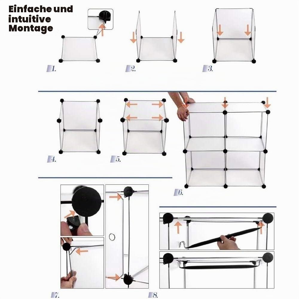 BAKAJI Modularer Kleiderschrank Würfeln, 2 Türen, Kleiderständer, Möbel, Legierter Stahl Harz, Weiß, 12 Cubi