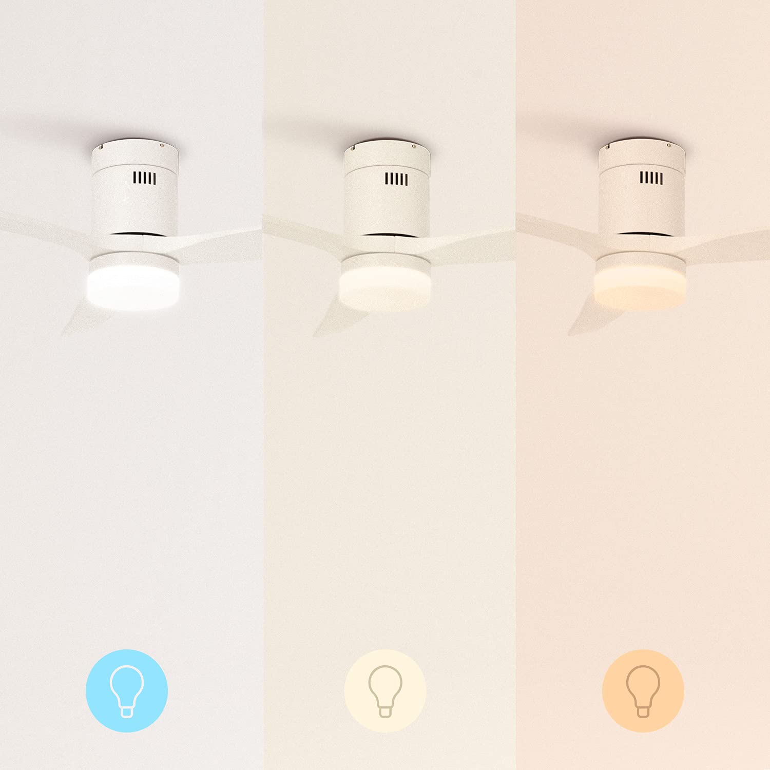 CREATE / WINDCALM DC/Ventilatore da soffitto con WIFI con luce, con motore DC bianco/Silenzioso, timer