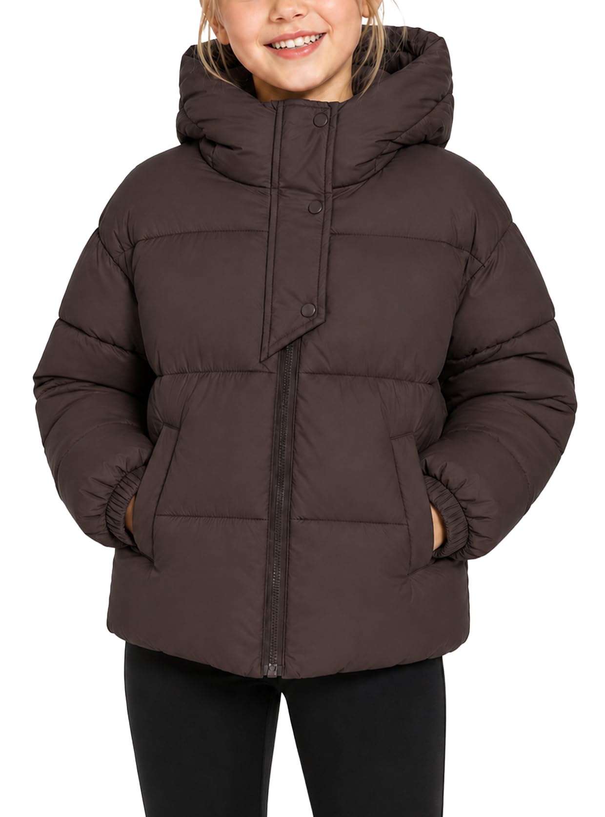Piumino con Cappuccio Ragazze Cappotto Invernale Antivento Giacca Trapuntata Cerniere Giacca Calda Casual 4-13 Anni