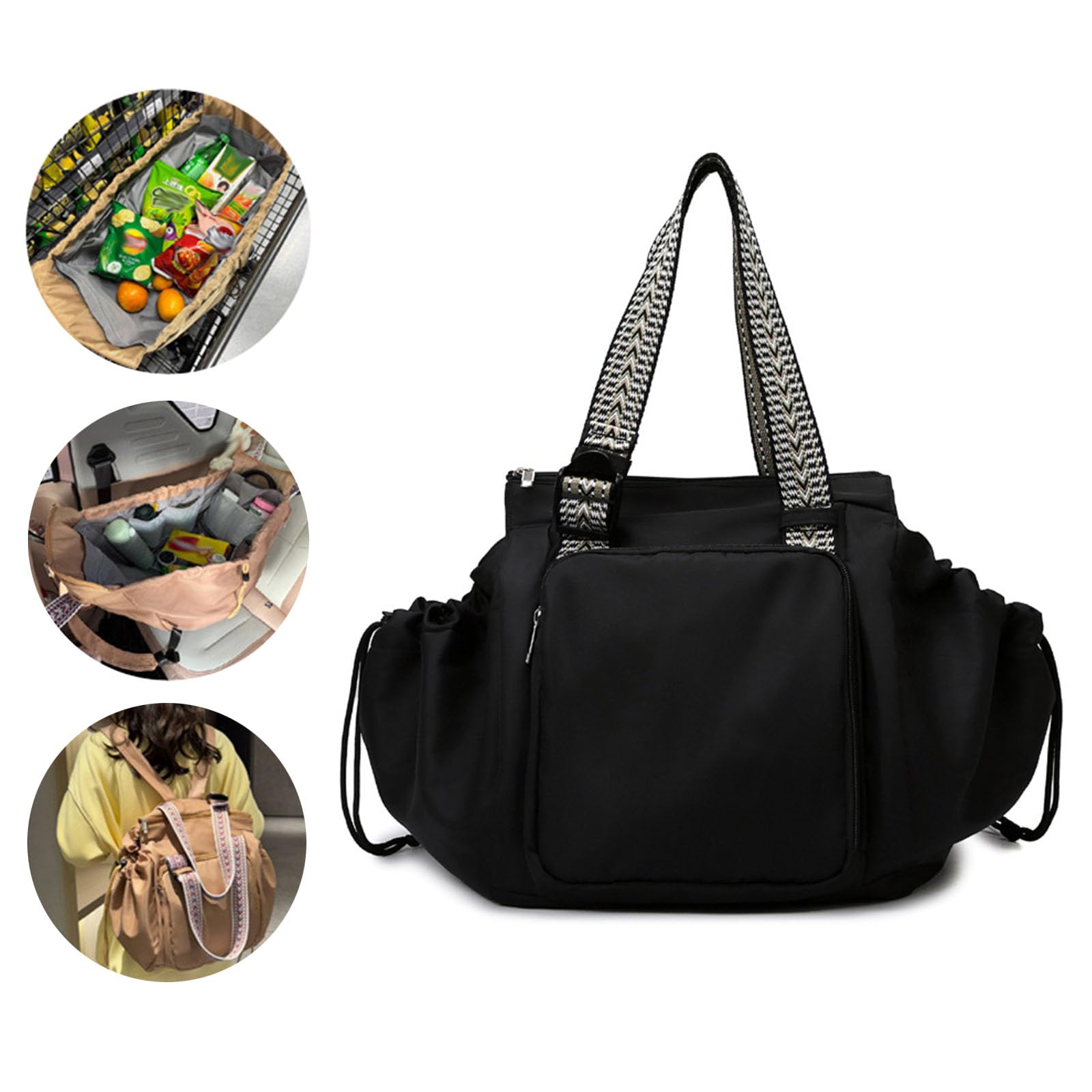 Transformable Cradle Bag Travel Storage Bag, Convertible Satchel Backpack, Supermarkt Einkaufstaschen und Autositz Cradle Bag (Schwarz,A)