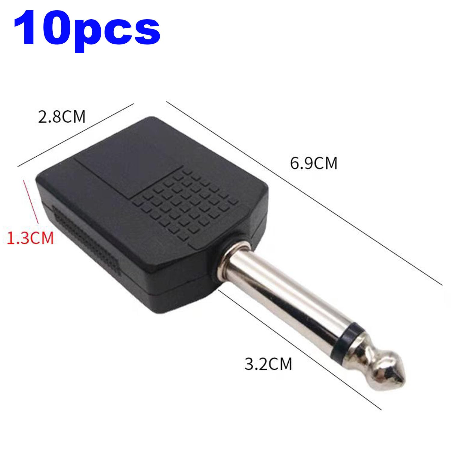 RUNCCI-YUN Adapter rozdzielacza Mono 6,35 mm TS męski 1/4" żeński - gniazdo audio dla urządzeń TS