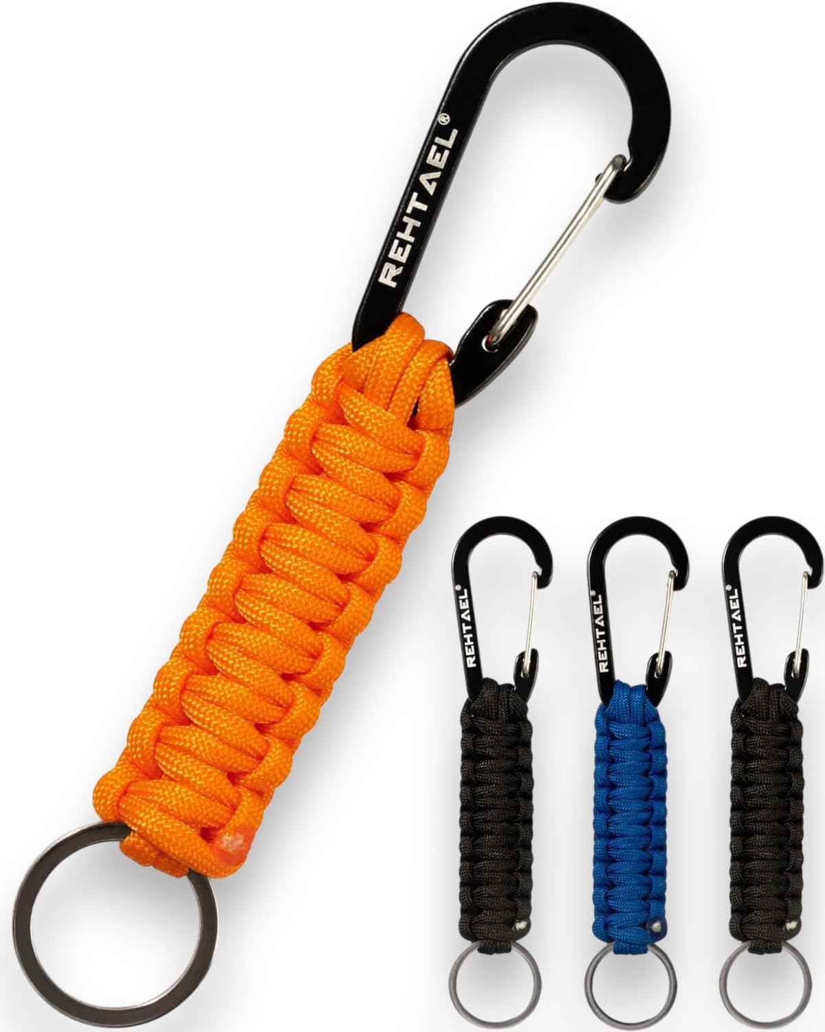 - 4 Pack Heavy Duty Paracord Keychain, Military Braided Rope Key Chain with Carabiner Strap for Men Women, Outdoor Gear