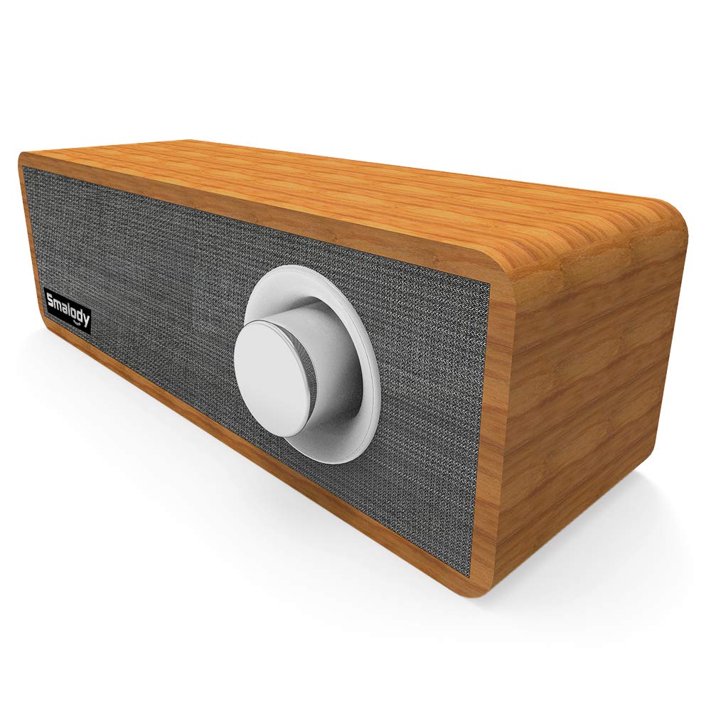 Smalody SL-50 Desktop Wooden Wireless Bluetooth Speaker 8W Portable Mini Soundbar Strong Bass Powerful Sound Box Music Subwoofer for Smartphones Tablet Laptop PC