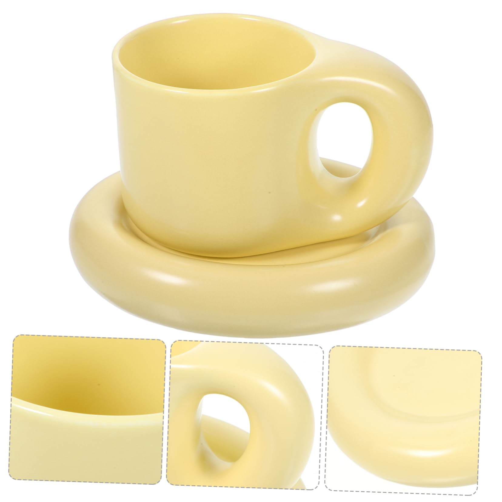CHILDWEET 300ml Ensemble de Tasses à Café en Céramique avec Soucoupe