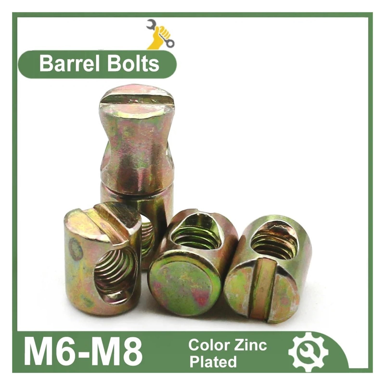 Nakrętki cylindryczne do mebli, M6 M8 Nakrętki gwintowane z łbem młotkowym Złącze meblowe Ocynkowane 10 szt(M6X20mm (10PCS))