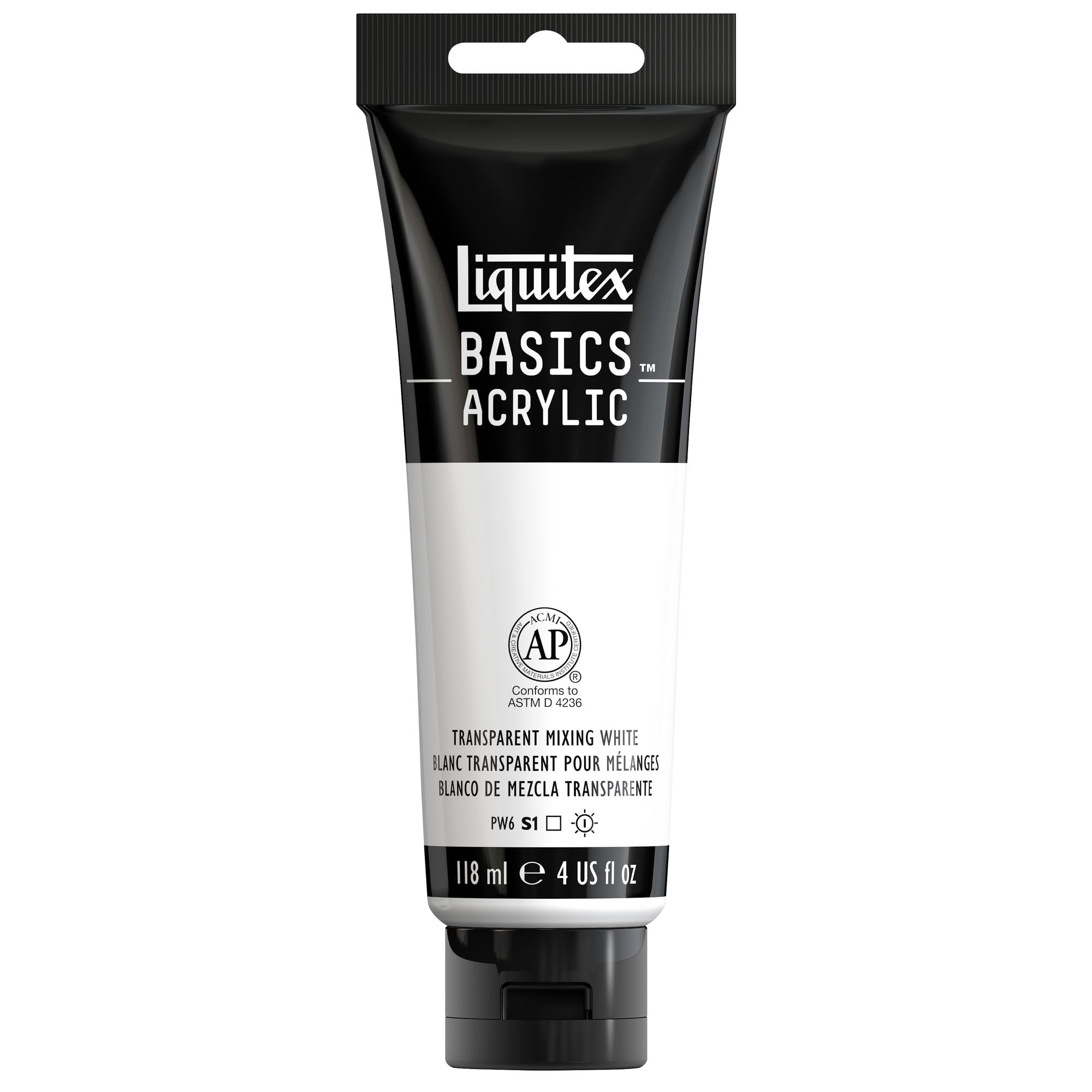 LIQUITEX, 1046430 Basics 4 OZ Trans.Mix, Acrylic Paint, Transparent Mixing White, 118 ml (Pack of 1) — image 1
