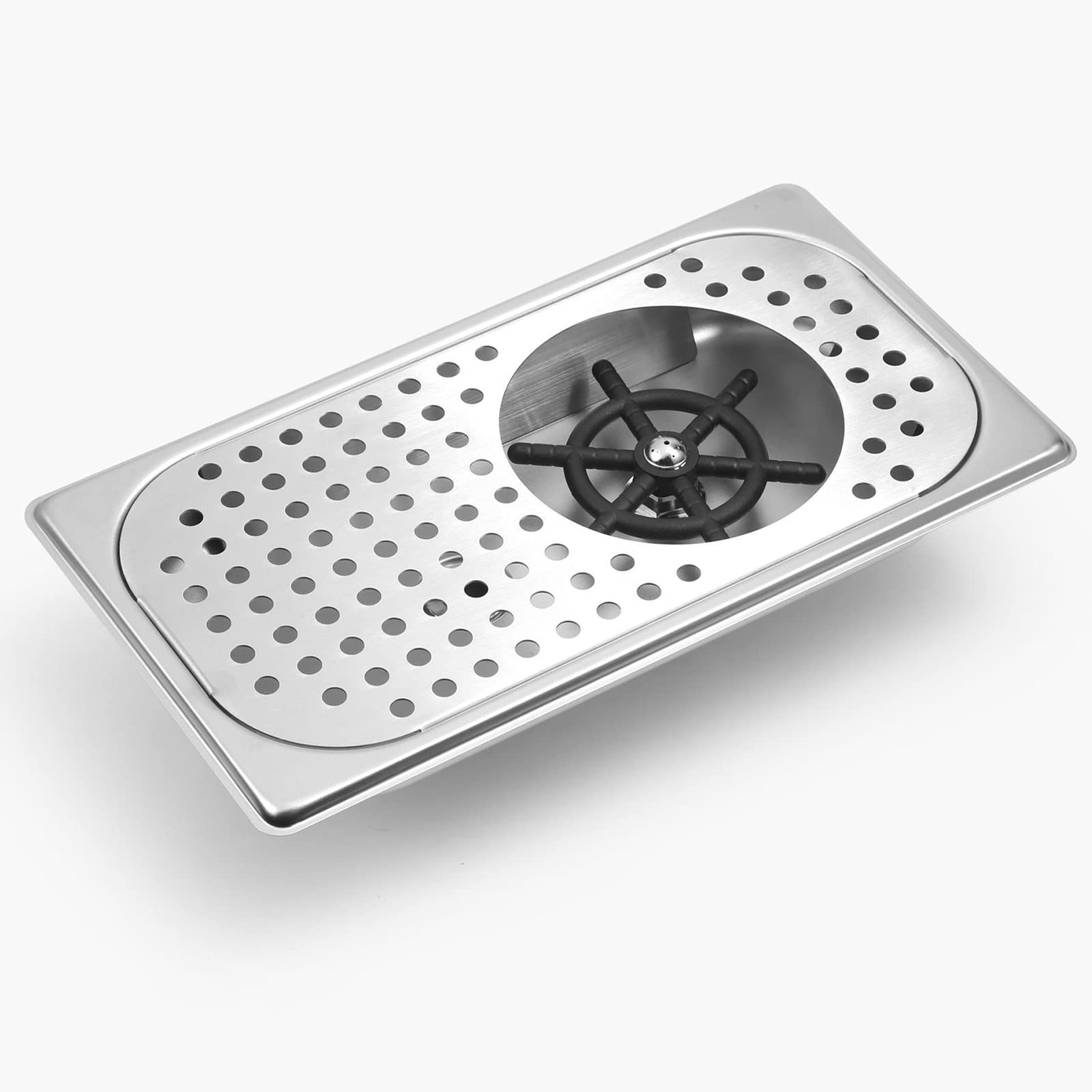 Lavavasos, enjuagador de Vidrio para Fregadero de Cocina, lavabotellas de Acero Inoxidable con Bandeja de Drenaje, Descarga automática de 360°, para su Bar, Restaurante, cafeterías, Tienda de té con