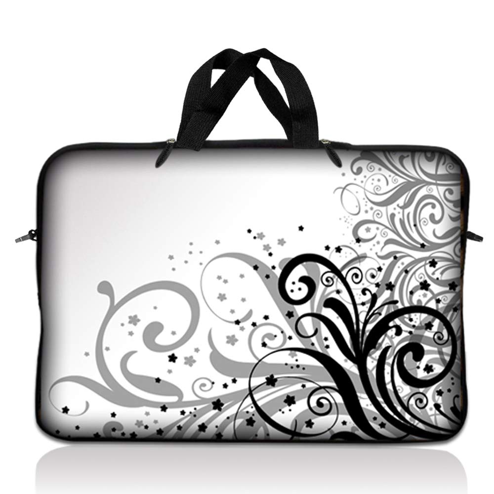 LSS 12.3 inch Laptop Sleeve Bag Carrying Case Pouch with Handle for 11" 11.6" 12" Acer, Asus, Dell, Hp, Sony, Toshiba, Pink Plumeria Flower — view 54