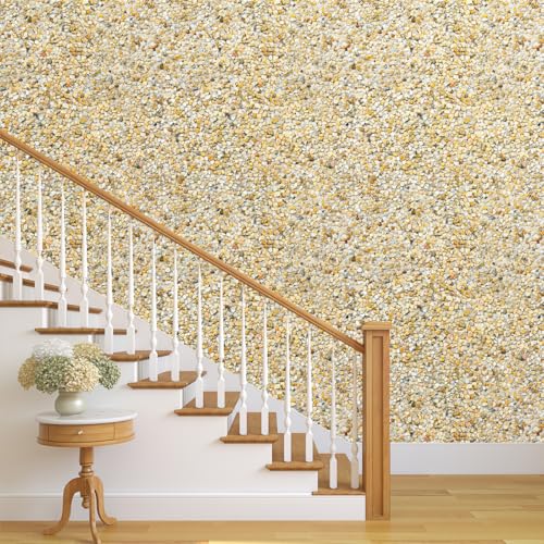 COKCOKR Light Brown Pebble Wallpaper 17.71" X 118.1"Peel and Stick Wallpaper Waterproof and Moisture-Proof Vinyl Wall Paper Wall Decoration Self-Adhesive Contact Paper for Closet Bathroom Corridor by COKCOKR - Used condition - Image 8