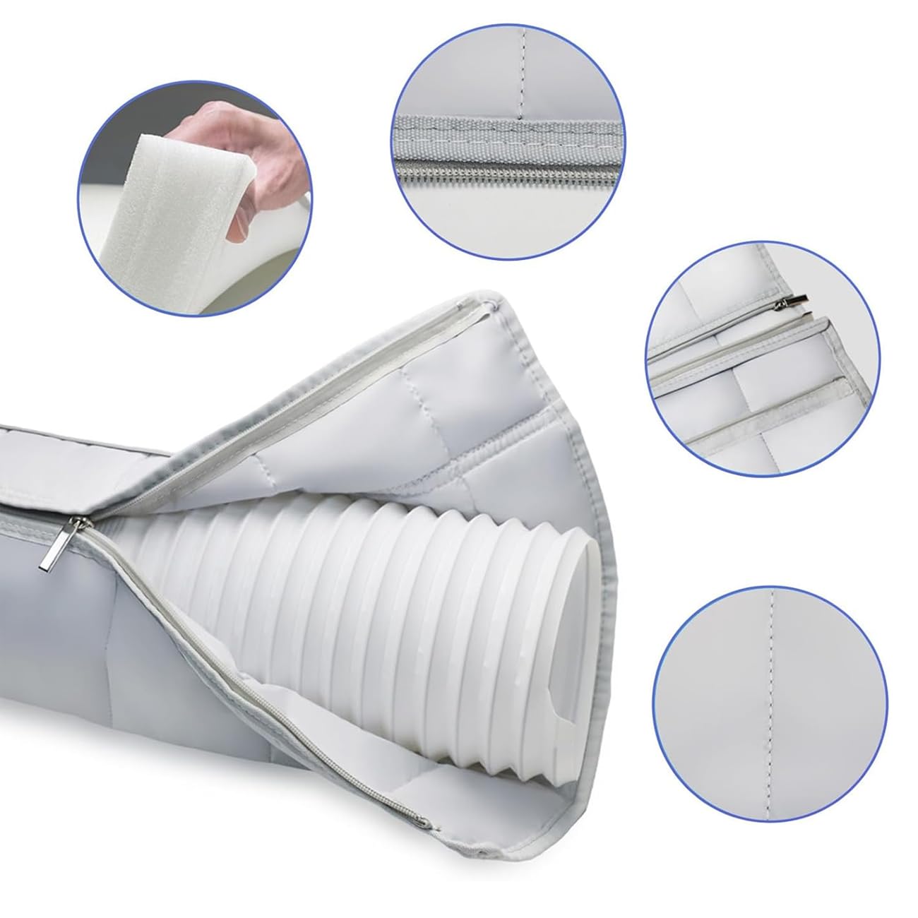150 x 55 cm - Tuyau d'évacuation d'air - Accessoire pour climatisation portable - Housse de protection pour climatisation - Housse de protection pour climatisation et 5,9" (Style de fermeture éclair)