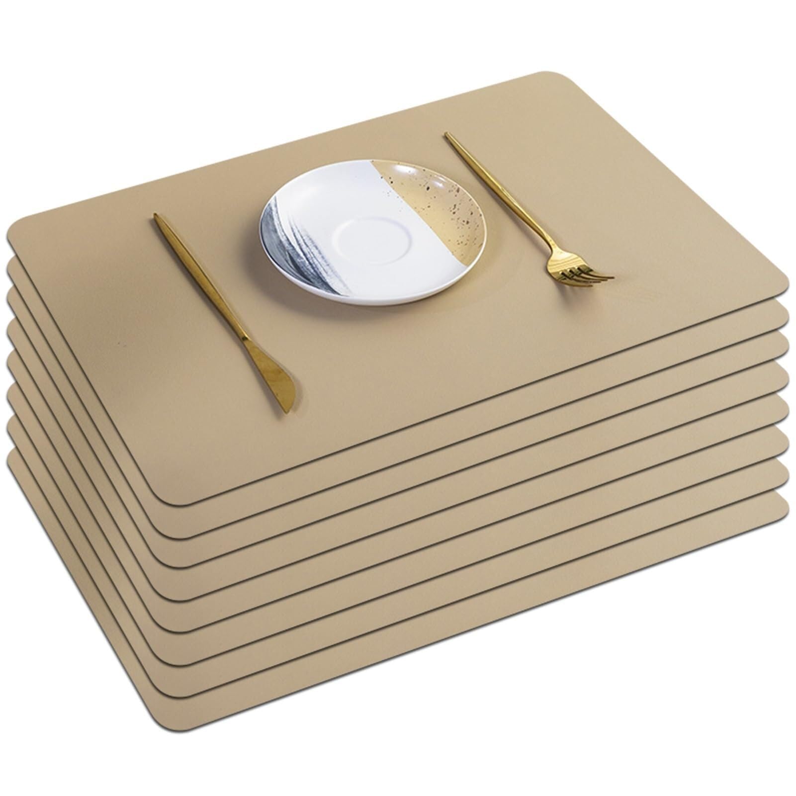 Set Di 6 Tovagliette Ovali Antiscivolo Resistenti Al Calore In Pelle Doppio Strato Impermeabili Facili