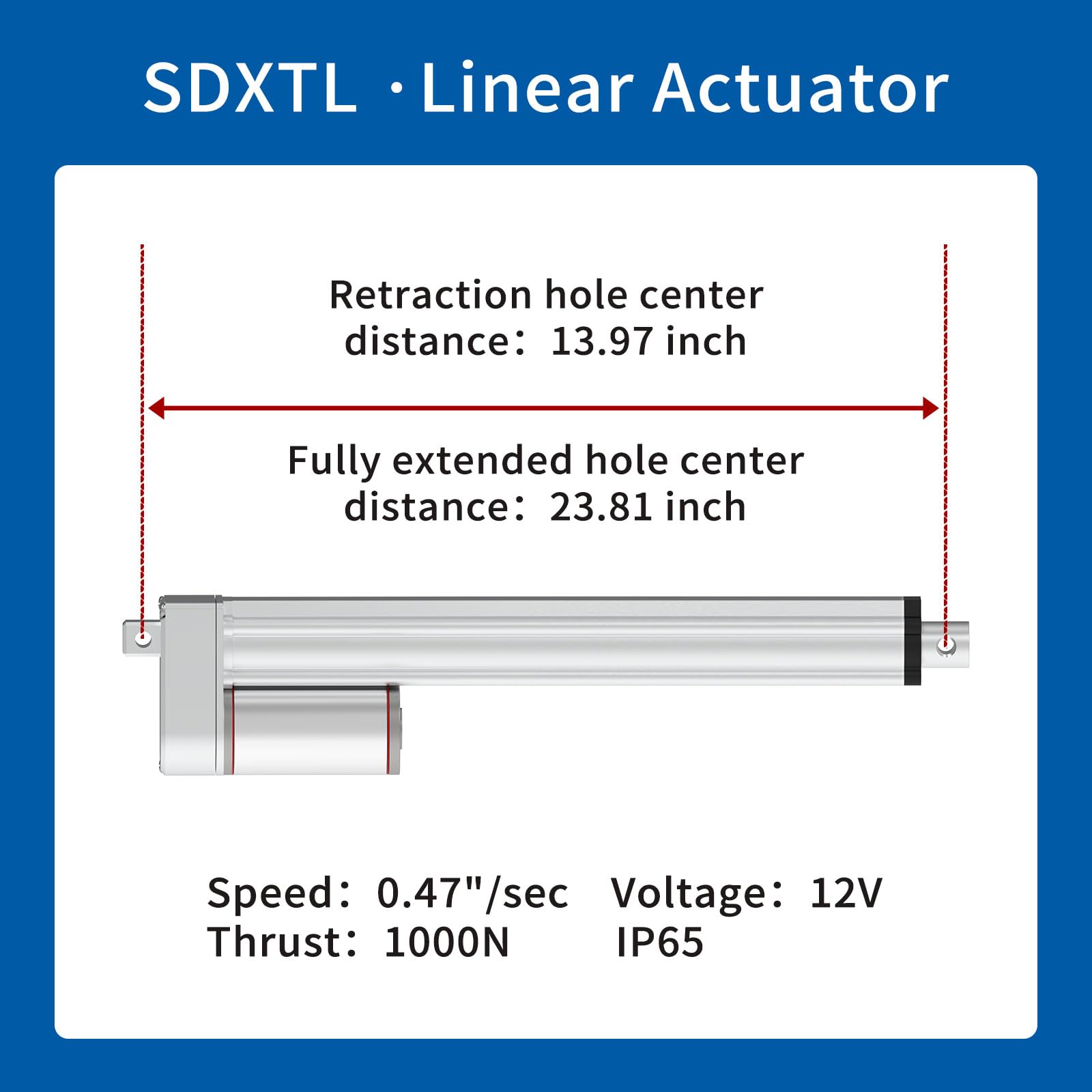 Stroke 9.84inch 220 lbs 12v 0.47"/sec Electric Linear Motor Actuator with Mounting Brackets — Amazon image 2