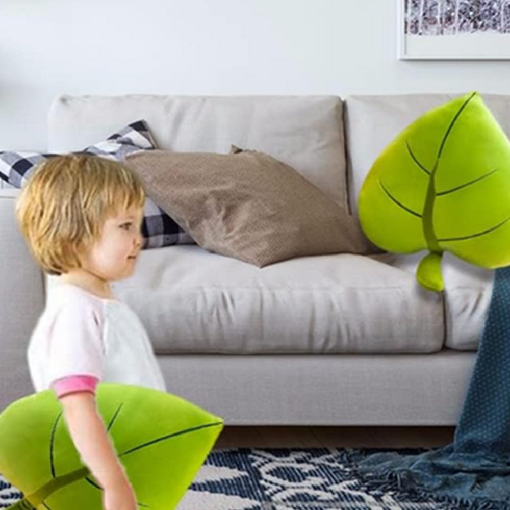 Leaf Shaped Throw Pillow - Green Plush Decorative Pillow For Couch, Bed, Or Floor (14 Inch / 38cm) - View #9
