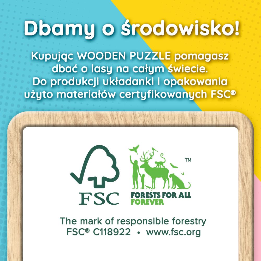 Trefl - Puzzle Drewniane: Disney Minnie, Wesoła Minnie - 50 Elementów, Kształtowa Układanka Wooden Puzzle, Nieregularne Kształty, 10 Figurek, dla Dzieci od 5 lat