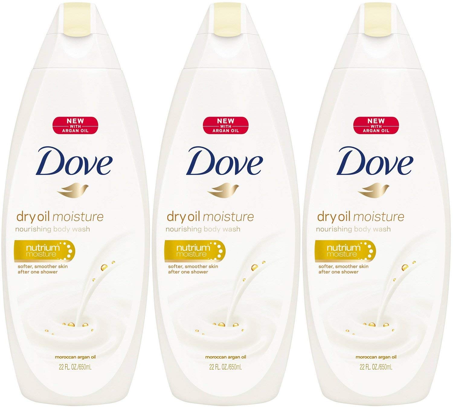 Dove Body Wash 22 Ounce Dry Oil Moisture (650ml) (3 Pack)