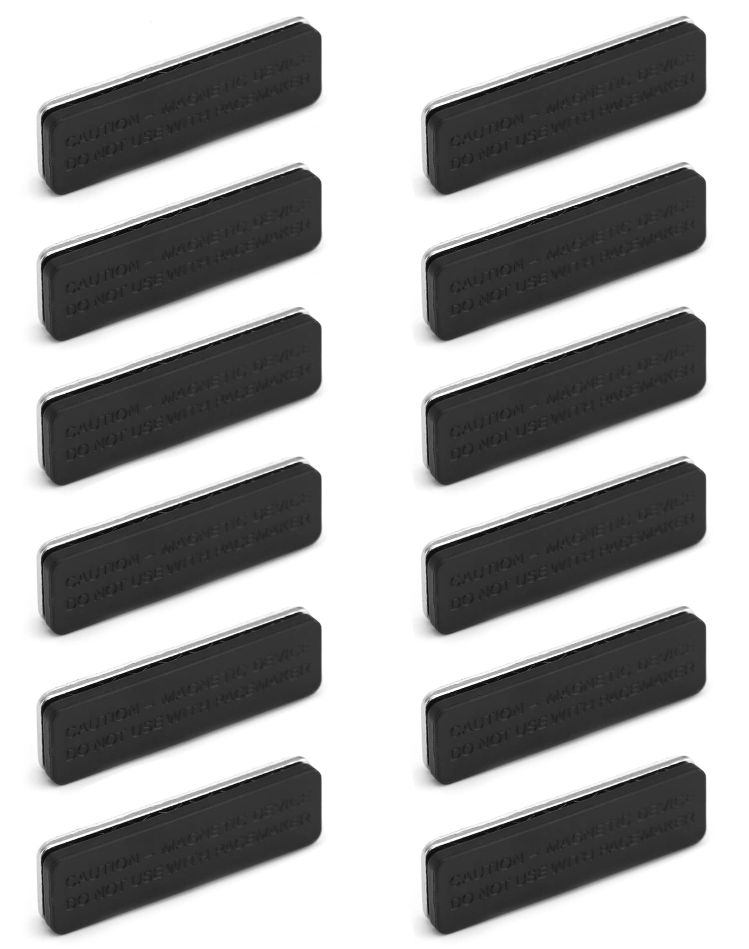 QWORK® 12 Piezas Placas de Identificación con Imán de 3 Puntos y con Adhesivos 3M, Identificadores Personales para Camisas y Uniformes (45 * 13mm, Negro)