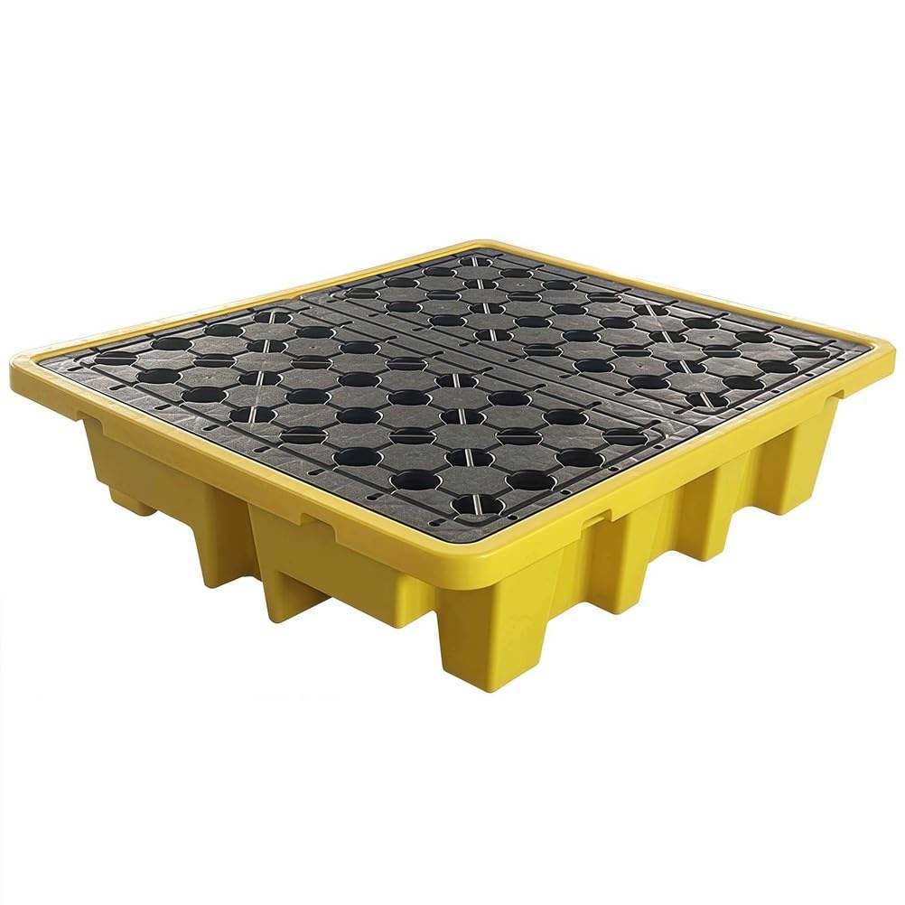 Spill containment trays, Plastic Drum Spill Pallet with Leakproof Grates for Industrial