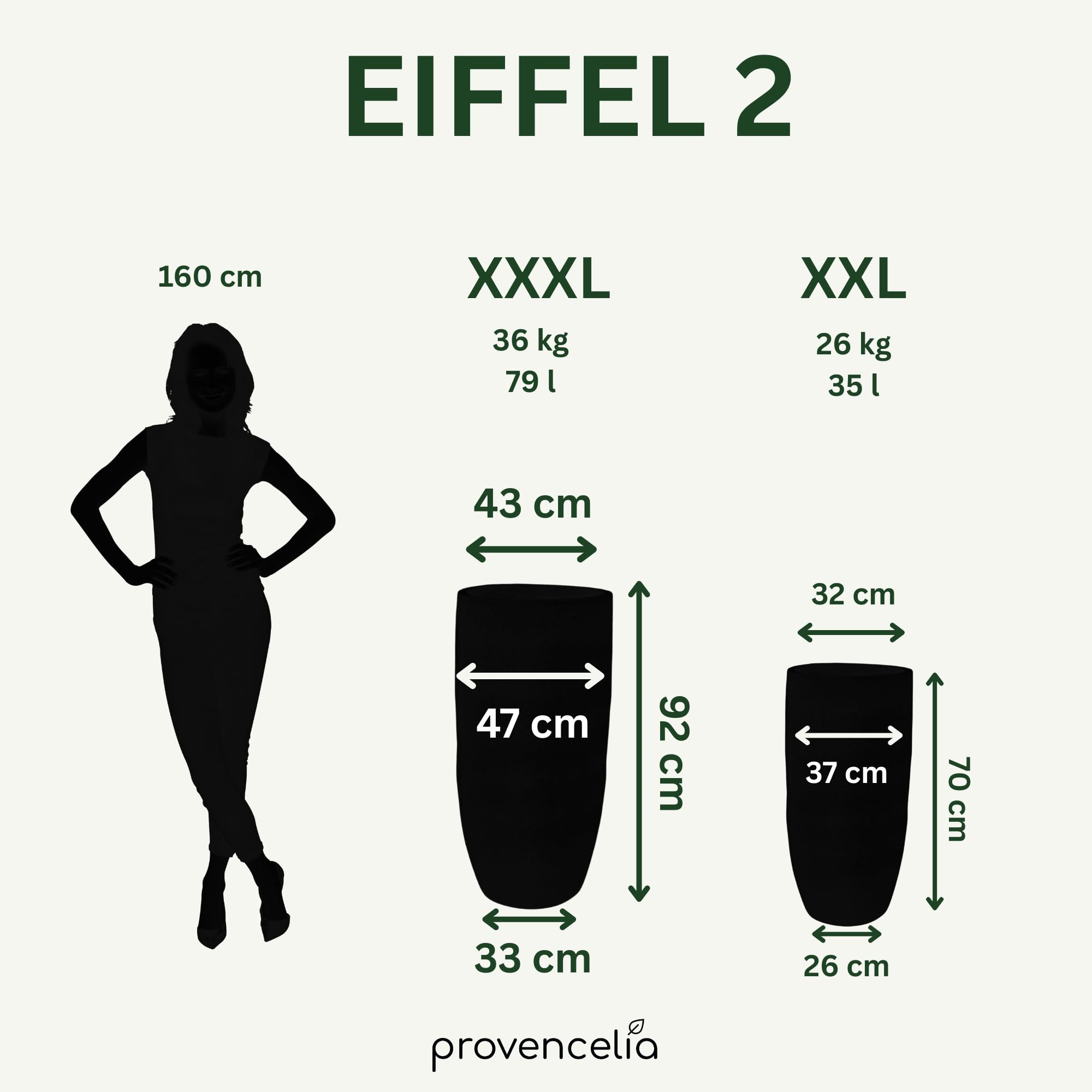 EIFFEL2 Pot de Fleur en Terre Cuite émaillée Ø 37 x H 70 cm Vert néphrite, résistant au Gel, Fait Main, jardinière extérieur intérieur, Jardin terrasse Balcon