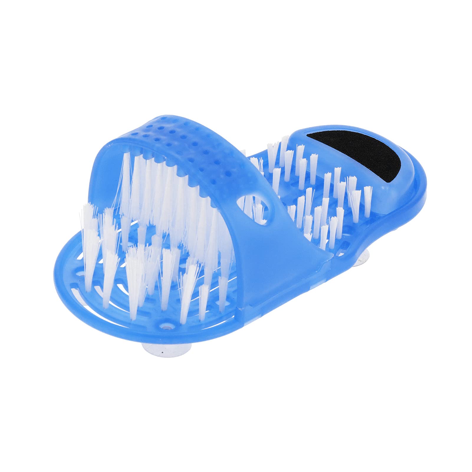 Douche Exfoliante Masseur de Pieds Nettoyant avec Ventouse pour Salle de Bain Plastique Bleu 28x14x4cm