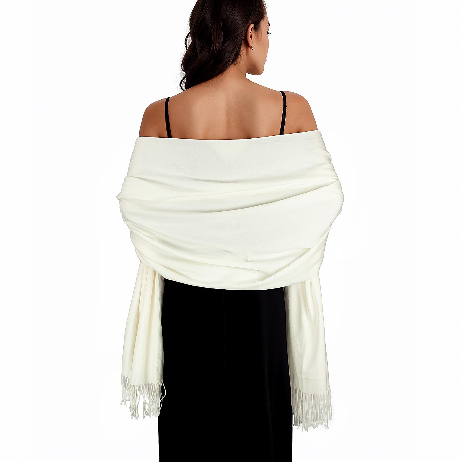SWAT PANY Ladies Scarf Cream Pashmina Shawls and Wraps for Women Wedding Ivory Bridesmaid Gifts Winter Scarves