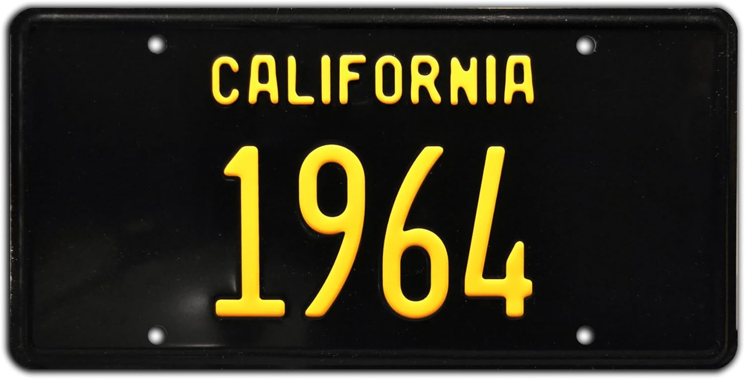 California Vintage Hot Rod  1964  Placa de matrícula de tocador con estampado de metal