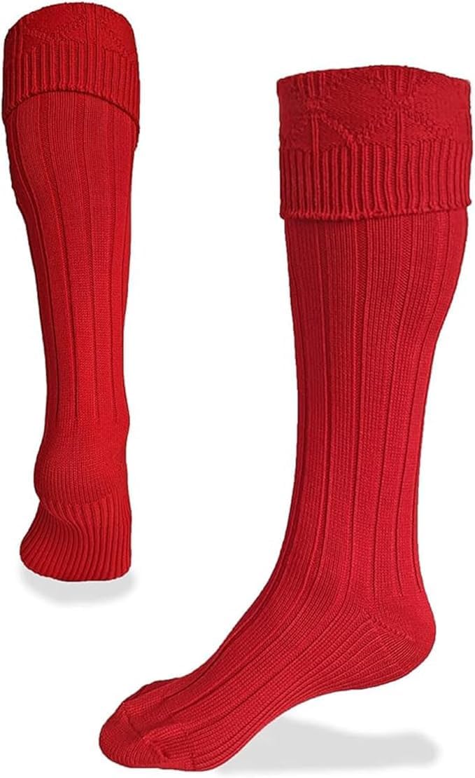Scottish Kilt Hose – Traditional Ribbed Wool Blend Highland Socks for Men – Comfortable Long Kilt Socks