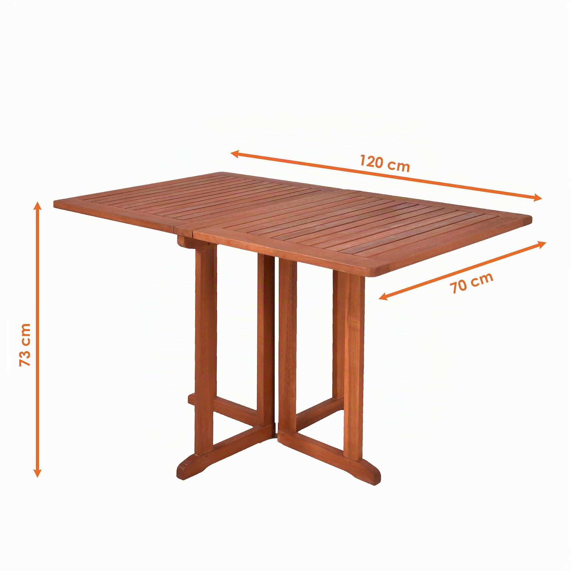 Spetebo Gartentisch aus Eukalyptus Holz klappbar - 120 x 70 cm - rechteckig | Balkontisch Terrassentisch TGarten Terrasse Balkon Tisch für Außen