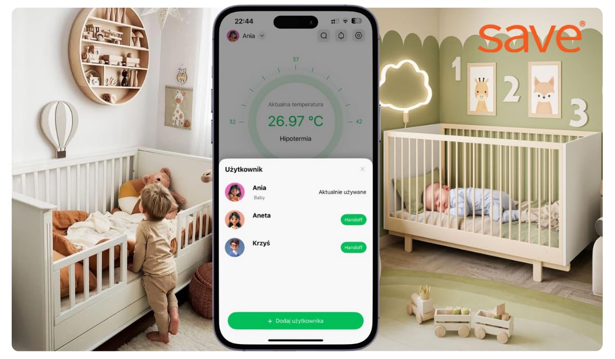 Termómetro Bluetooth para bebés, niños y adultos – Termómetro corporal inteligente con aplicación – Termómetro médico portátil con supervisión en tiempo real y alarma de fiebre