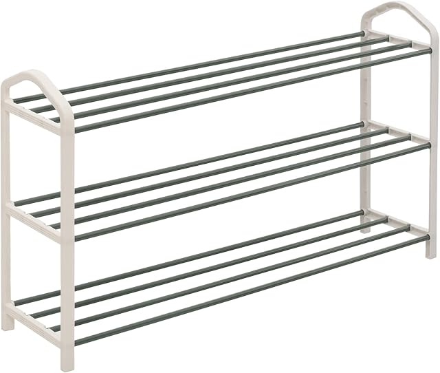 WOLTU 3 Tier Shoe Rack Standing Storage Organiser Shelves for 12 Pairs Shoes For Living Room, Hallway, Metal Black SR0024cm3