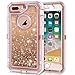 iPhone 8 Plus Case, iPhone 7 Plus Case, Anuck 3 in 1 Hybrid Heavy Duty Defender Case Sparkly Floating Liquid Glitter Protective Hard Shell Shockproof TPU Cover for iPhone 7 Plus /8 Plus - Rose Gold