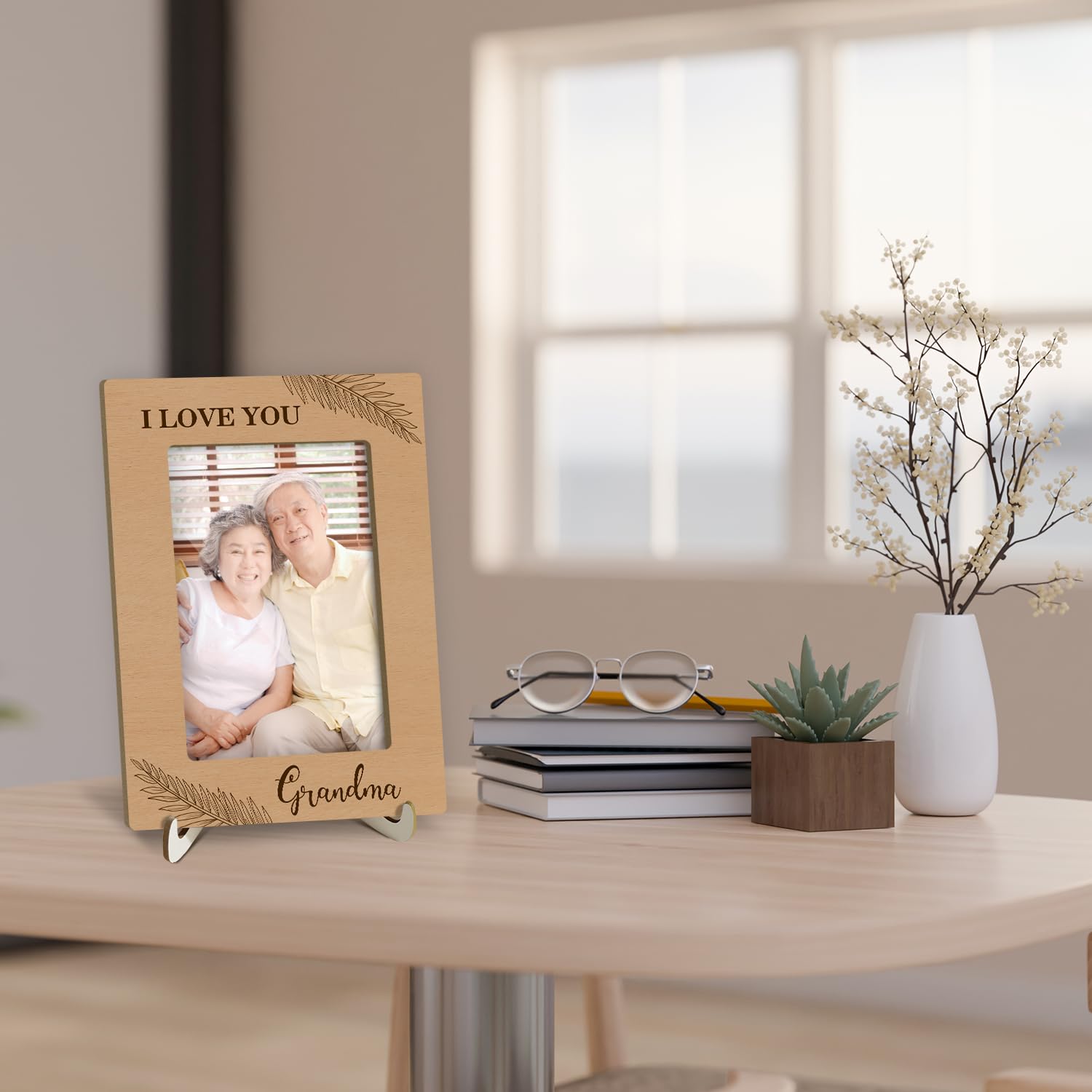 Bilderrahmen „I Love You Grandma“ – 25,4 X 20,3 Cm, Für 10x15 Cm Fotos, Mit Holzoptik, Als Dankesgeschenk Oder Schreibtisch-Deko