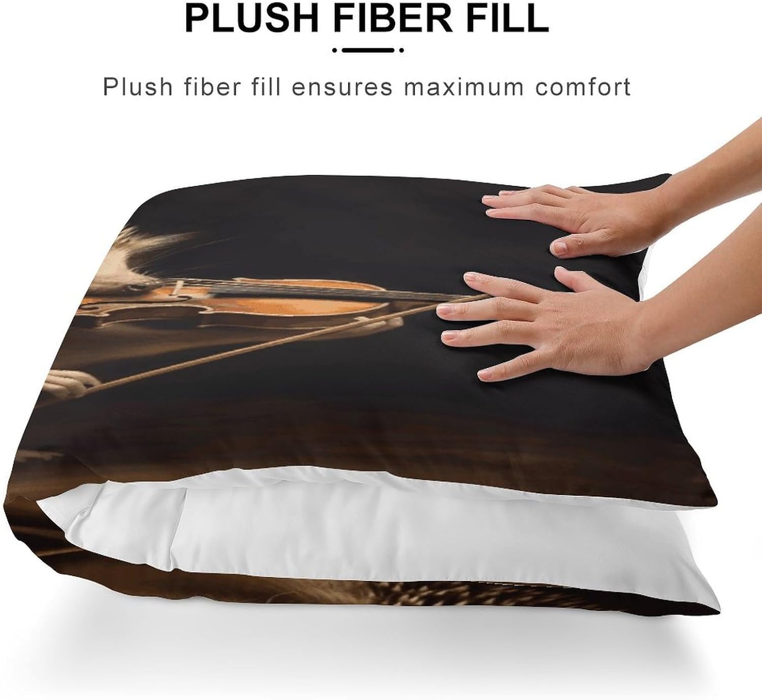 Animal Hedgehog Music Violin Body Pillow Cover Soft Breathable Long Pillows Cases with Hidden Zipper Cozy Pillow Case Personality Luxury Pillow Protector 18.9x53 in image 3
