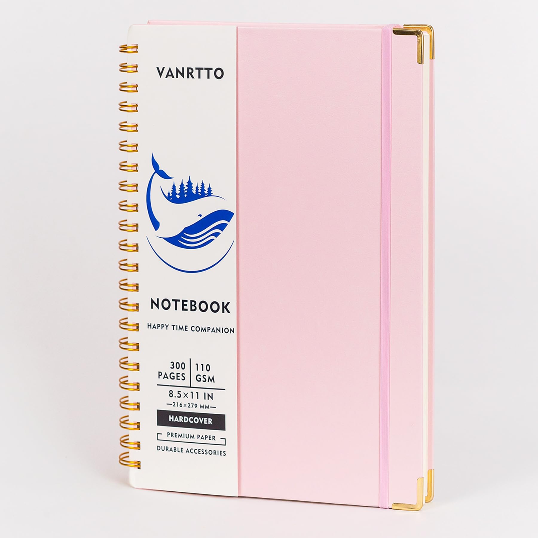Spiral Notebook, Hardcover 8.5 x 11 IN College Ruled Notebooks, 300 Pages Notebooks for Work and School, 110 GSM Thick Papers Journals for Writing, Office Supplies for Women and Men Pink