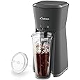 Homecraft Nostalgia 20 oz Iced Coffee Maker with Single Serve Insulated Titon Tumblr and Straw, Reusable Coffee Filter, Black