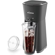 Homecraft Nostalgia 20 oz Iced Coffee Maker with Single Serve Insulated Titon Tumblr and Straw, Reusable Coffee Filter, Black