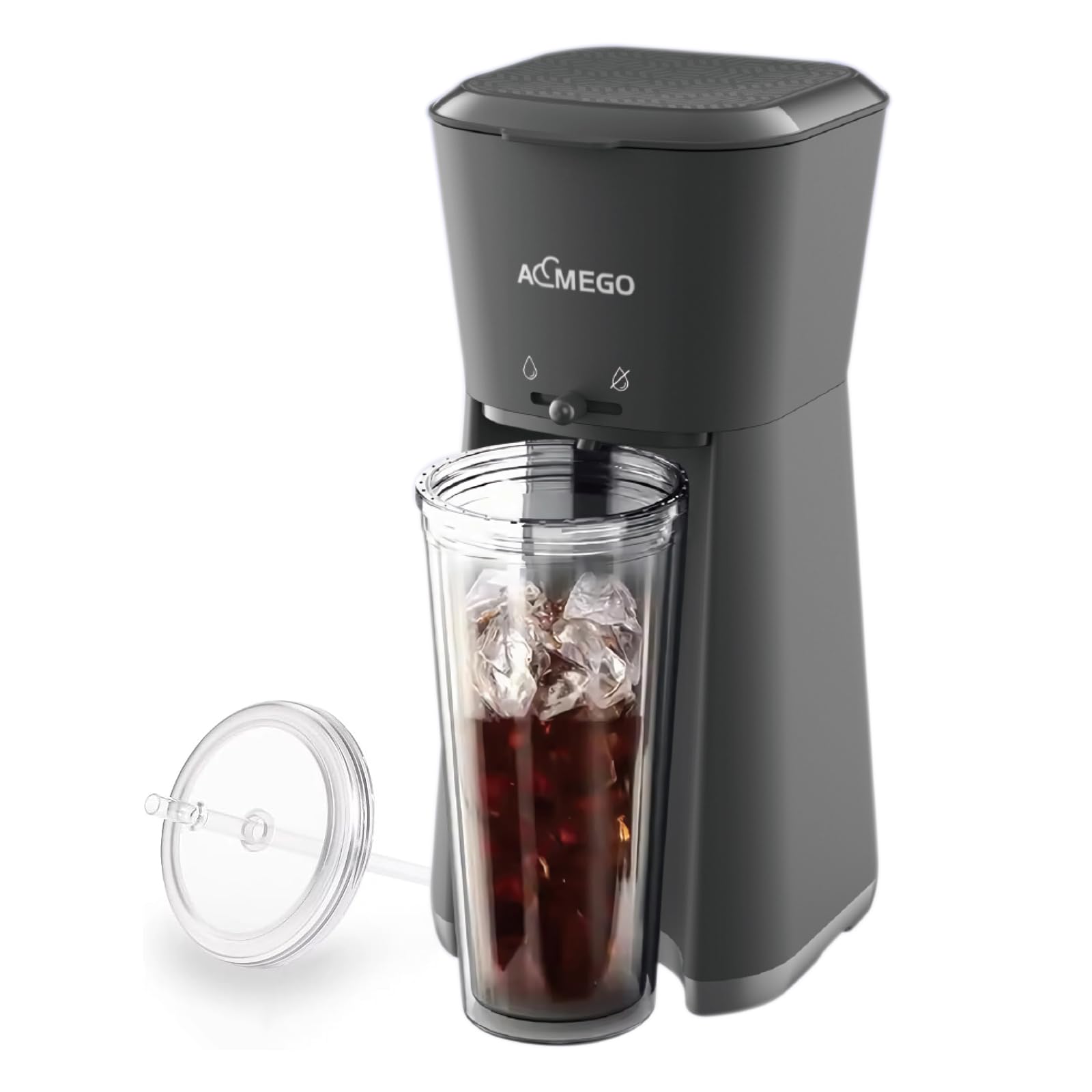 AEMEGO Electric Iced and Hot Tea Maker with 20oz Traveling Tumbler, Single Coffee Machine with Reusable Filter (BLACK)
