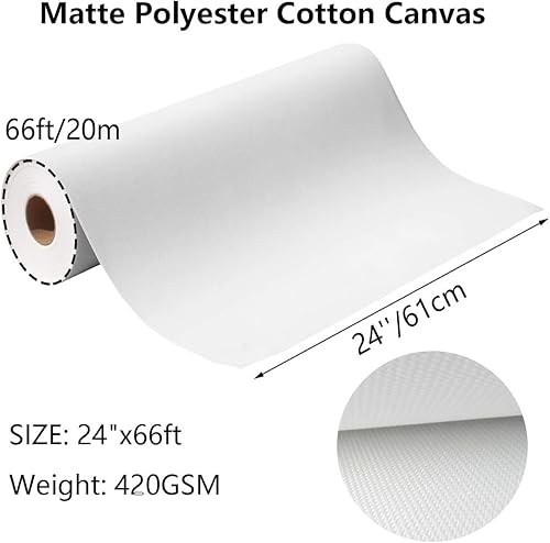 Miniatura 2 de Rollo de lona de polialgodón de 14.82 ozm para impresión de inyección de tinta Epson Canon HP, acabado mate profesional para acrílico, óleo,