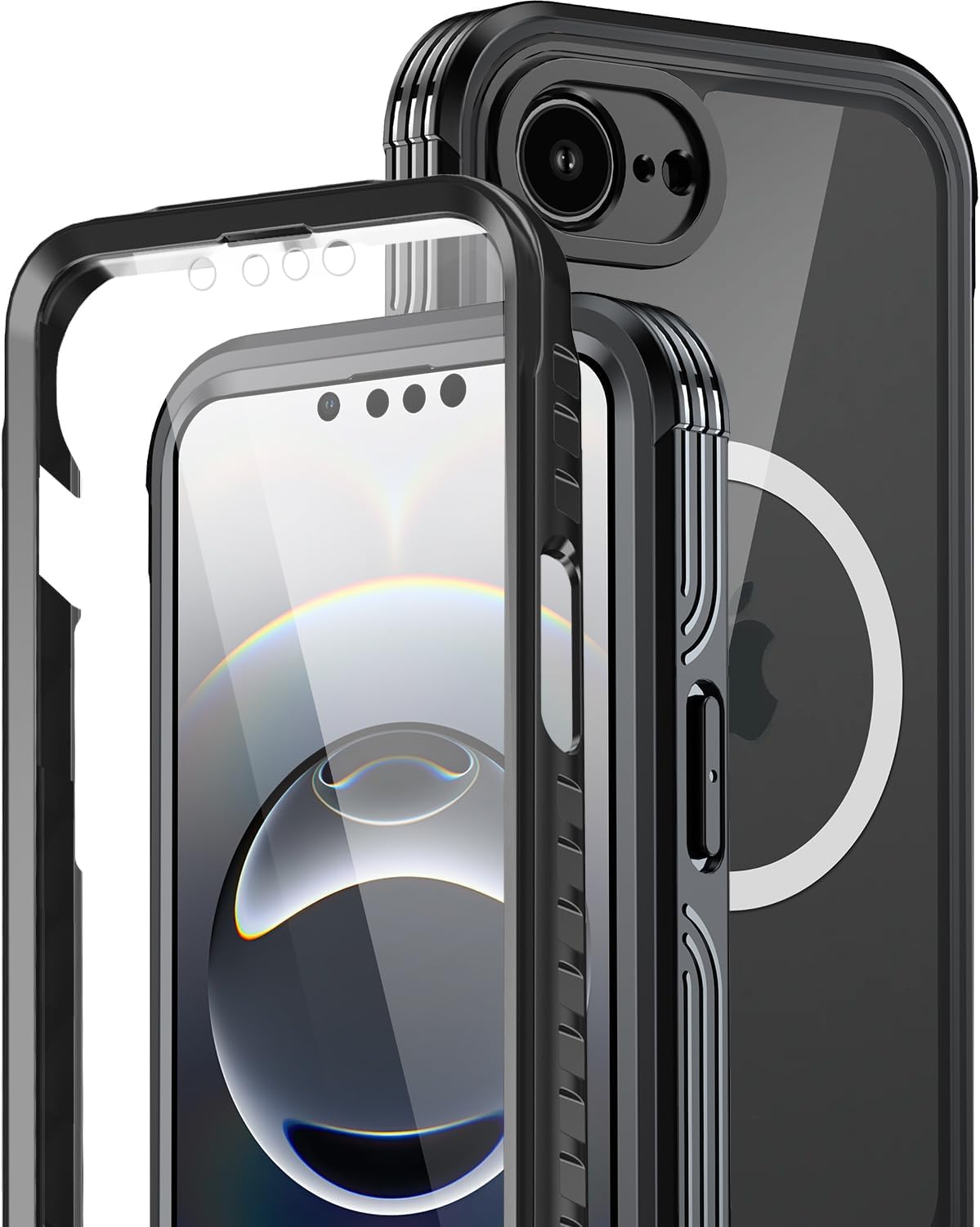 Miimall for iPhone 16e Case 6.1”, Built-in 9H Tempered Glass Screen Protector [Compatible with Magsafe][Bubble Free] Full Body Bumper Protective Cover for iPhone 16e Phone Case with Screen Protector
