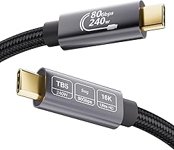 EUDOBEL USB C Thunderbolt 5 Kabel 80Gbps 3m, 120Gbps Video Bandbreite, PD 3.1 240W Ladeleistung, Video 16K@30Hz 8K@60Hz, 12-bit Farbtiefe Kompatibel mit Mac mini M4 Pro, MackBook Pro 16 M4 Pro/M4 Max