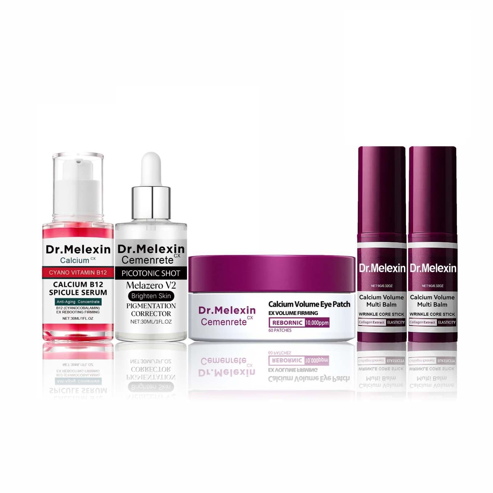 Calcium Multi Balm Stick Set with Pink Spicule Serum, Gentle Firming & Moisture Routine, Pore Spot Skin Care Calci ft (Red, Trumpet)