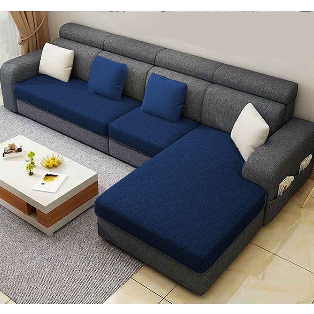 GRAPEWOOD - Atrid 6 Seater L Shape Sofa for Living Room Color - Blue Grey | Right Side Sofa