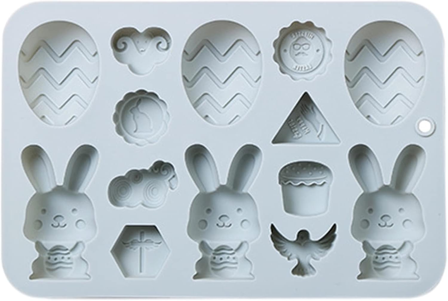 Molde para tartas de silicona de conejo de Pascua 3D, suministros de cocción al chocolate de conejo de Pascua de dibujo animado, molde de cocción de fiesta de silicona para decoración de tartas (azul)