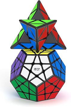 ROXENDA Speed Cube Set, Pyramid Dodecahedron Cube Set Smooth Puzzle Magic Bundle Cube Toy for Kids 2 Pack
