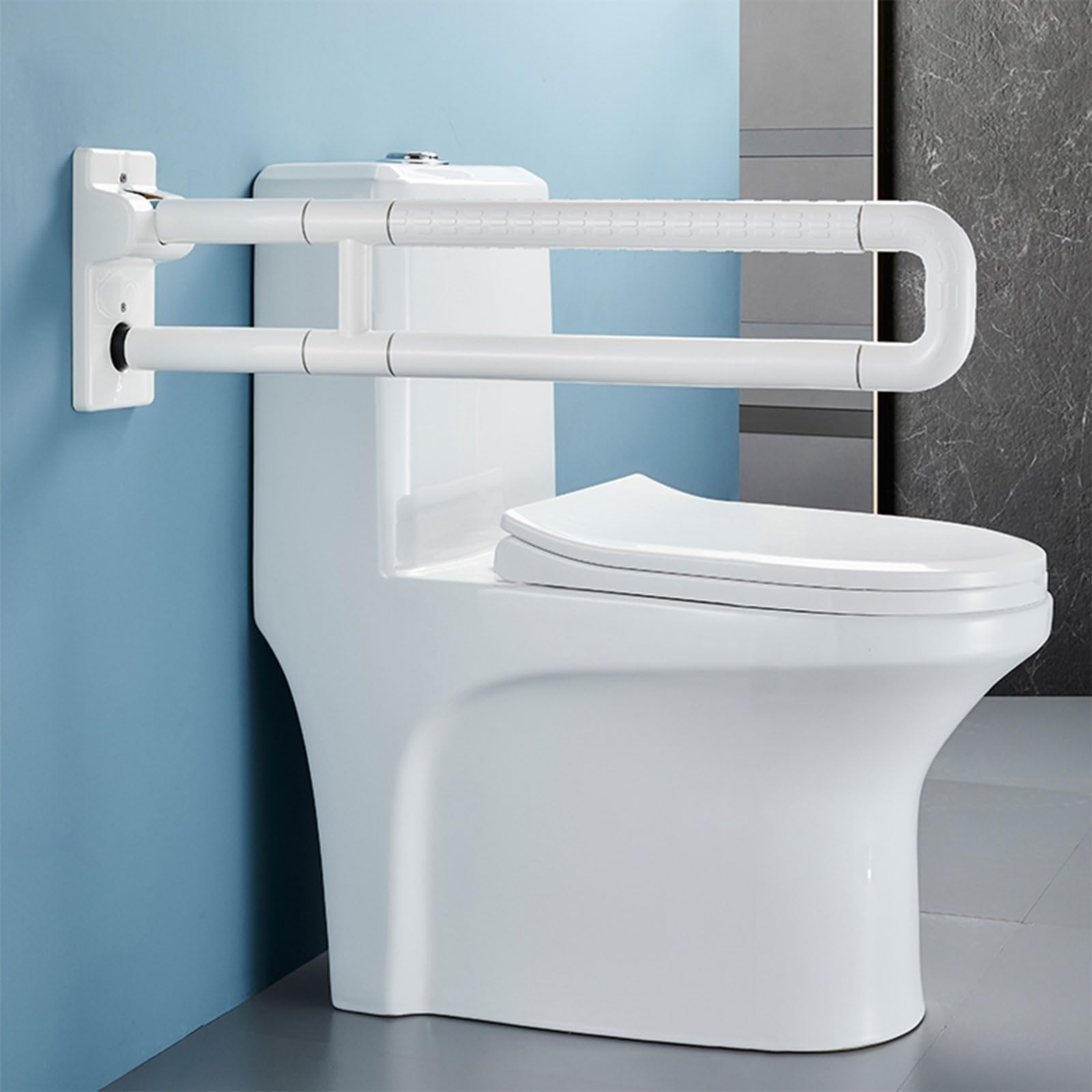 Maniglione Doccia Anziani Bianco, Maniglione Bagno Disabili Acciaio Inossidabile Maniglia di Sicurezza per Doccia 70cm Maniglie Antiscivolo Corrimano Barra Ribaltabile 70cm/27.5in